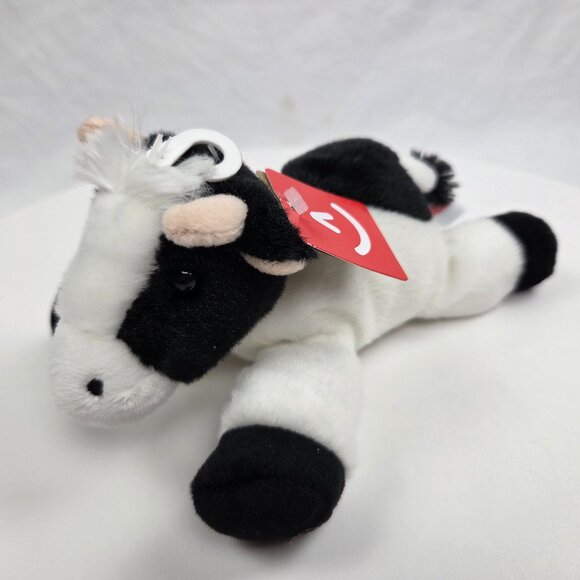 Aurora 8" Mini Flopsie Mini Moo black and white cow stuffed animal - Picture 1 of 8